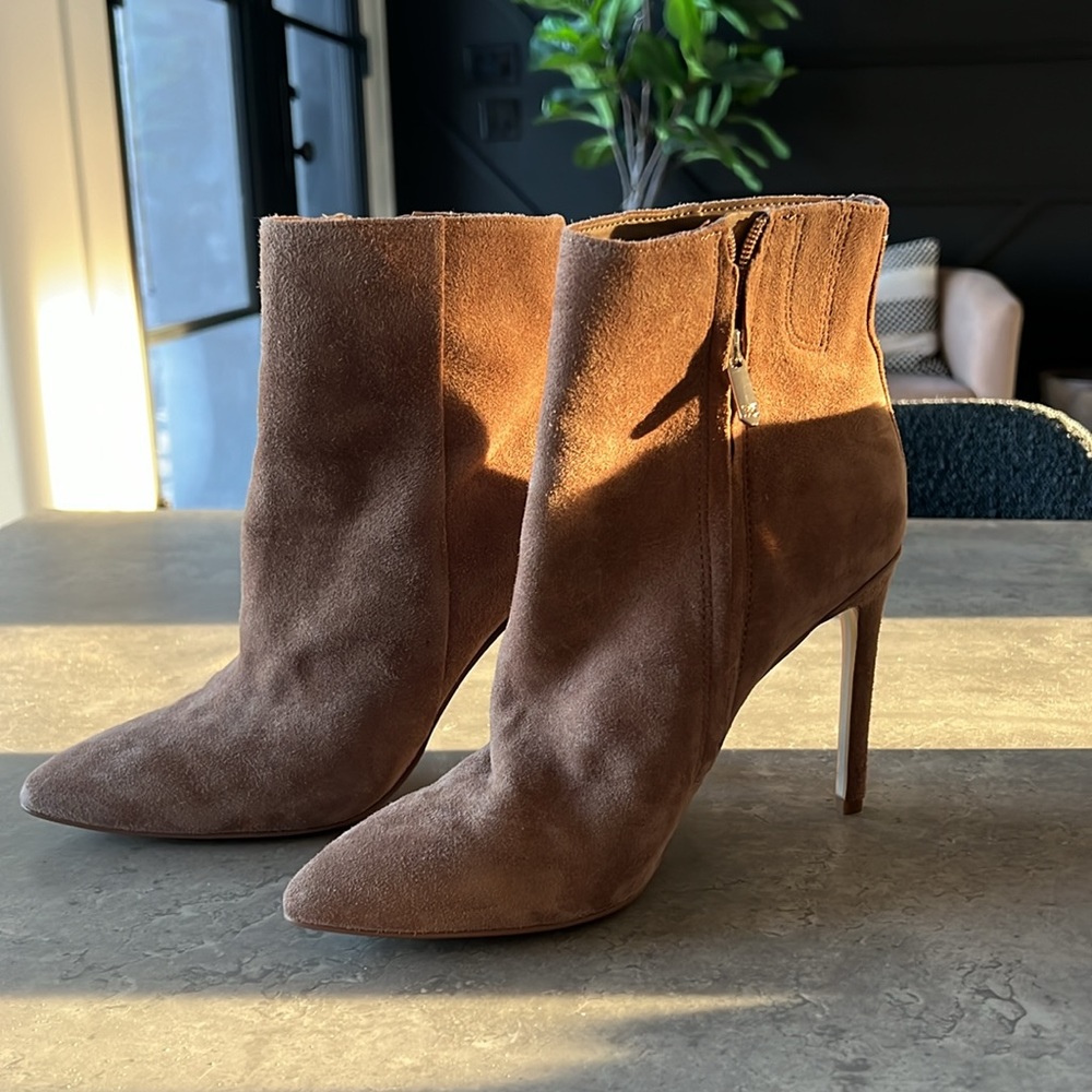 Tan suede booties